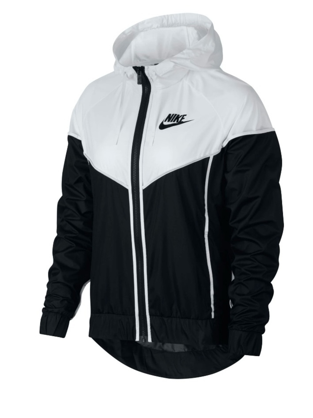 Nike Women's Black and White Hooded Windbreaker Jacket